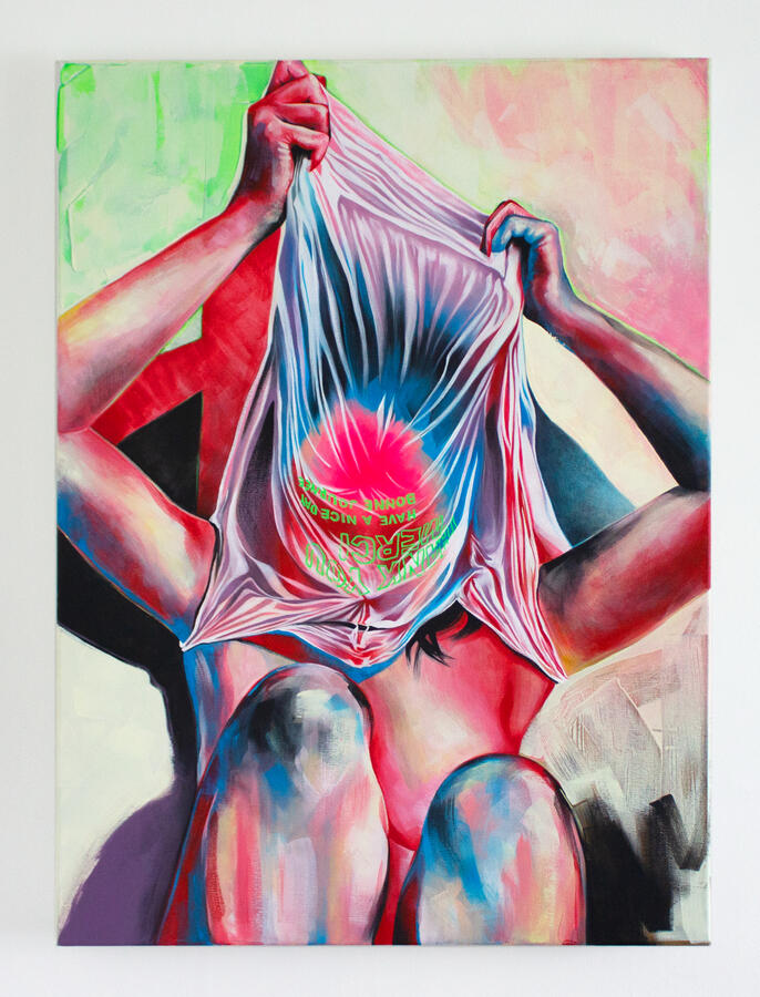 "C₂H₄" Acrylic on canvas. 30 x 22 inches. 2022.