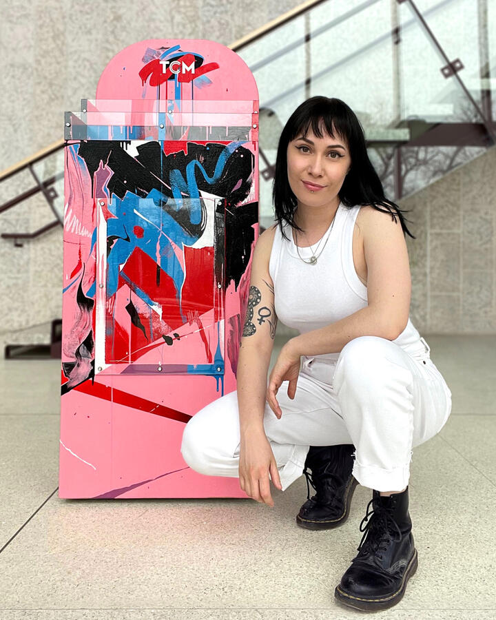 Display stand for Théâtre Cercle Molière. Interior paint on MDF. 2023.